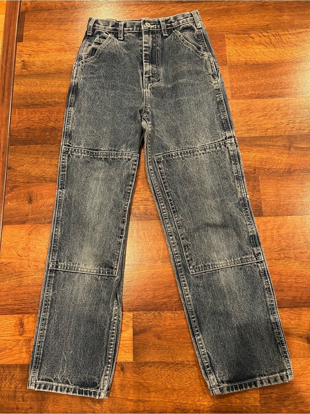 John Galt Double Knee Straight Leg Denim Blue Jeans Pants Womens  Size Small